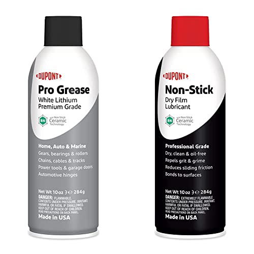 DuPont Teflon White Lithium Grease Aerosol Spray, 10 Oz. & Non-Stick Dry-Film Lubricant Aerosol, 10 oz