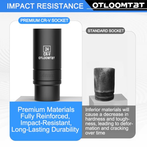 OTLOOMTBT 1/2" Drive Impact Socket Set, Metric Deep with Drill Adapter - size: 1/2 Inch 14 PCS