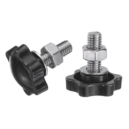 uxcell 8pcs Star Clamping Knobs with Nuts Washers, M8 x 20mm Metric 304 Stainless Steel Male Thread 32mm 6-Star Plastic Head, Threaded Stud Hand Knobs Handles Thumb Screws, Black - size: M8 x 20mm