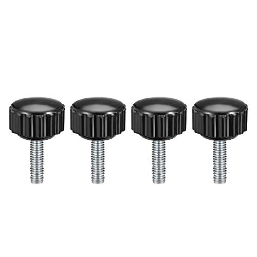 uxcell 4pcs Knurled Clamping Knobs M4 x 14mm Metric Zinc Plated Carbon Steel Male Thread Thumb Screw on Type 16mm Plastic Round Head Threaded Hand Bolt Stud Knobs Black - size: M4 x 14mm x 16mm