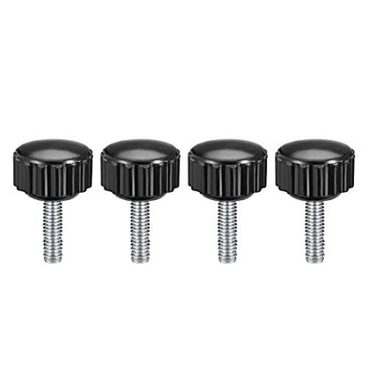 uxcell 4pcs Knurled Clamping Knobs M4 x 14mm Metric Zinc Plated Carbon Steel Male Thread Thumb Screw on Type 16mm Plastic Round Head Threaded Hand Bolt Stud Knobs Black - size: M4 x 14mm x 16mm