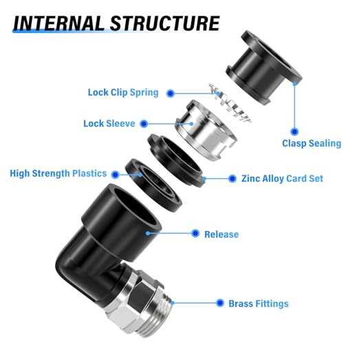 TAILONZ 10mm x 3/8" BSP Push to Connect Elbow Fitting 10Pcs - size: 0.394'' OD 3/8''BSP