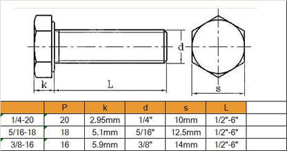 3/8"-16 x 5 Hex Bolts Washers Nuts Set, 20 Pieces, 304 Stainless Steel, Plain Finish - size: 3/8-16" x 5" (4 Pack)