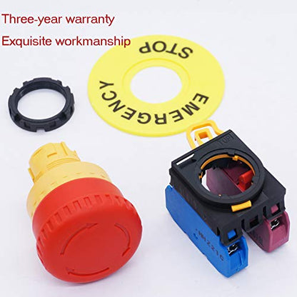TWTADE/1NO 1NC Red Lamp Self Locking Emergency Stop Mushroom Switch Push Button Station 660V 10A Stop Switch Box YW1B-V4E11R-BOX - color: Red with Box/YW1B-V4E11R, size: 1NO 1NC