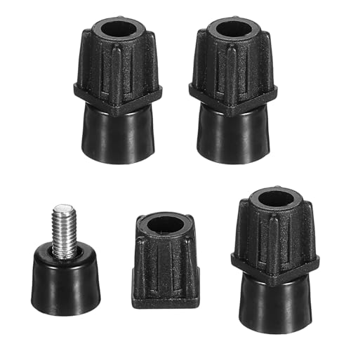 uxcell 4 Set Leveling Feet, M5x12x12mm Plastic Adjustable Furniture Leg Leveling Square Tube Insert Screw-in Glide Levelers for Table Chair Furniture, Black - size: M5x12x12mm