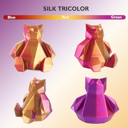 GIANTARM Silk PLA Tri Color Filament 1.75mm 1kg (2.2lb), Metallic Shiny Triple Color Red/Gold/Purple Silk PLA Filament, ±0.02mm Accuracy, Neatly Wound, Non-Clogging, Red& Gold & Purple - color: Red Gold Purple