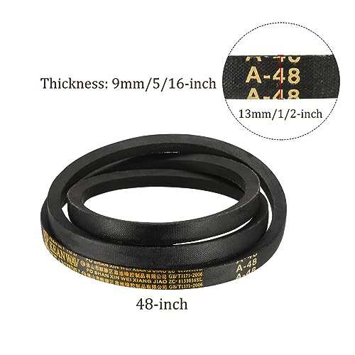 A-48 Drive V-Belt - [48-inch Inside Circumference] A-Section Rubber Drive Belt Wrapped for Transmission Use - size: A-48