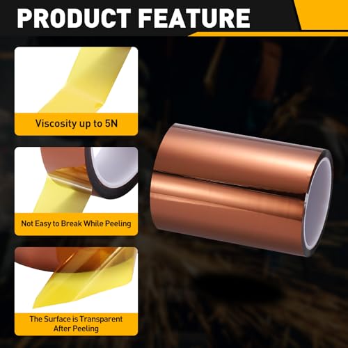 uxcell Heat Tape, 150mm x 33m (108ft) Polyimide Heat Transfer Sublimation Tape No Residue High-Temperature Resistant Tapes for Heat Press Soldering Circuit Board, Brown - size: 150mm x 33m (108ft)