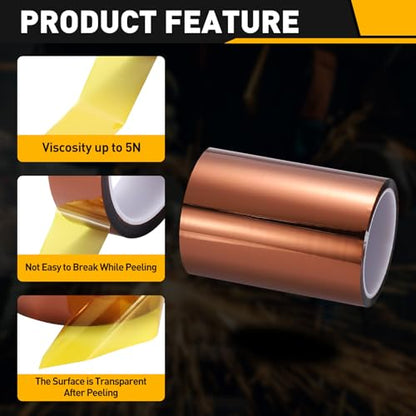 uxcell Heat Tape, 150mm x 33m (108ft) Polyimide Heat Transfer Sublimation Tape No Residue High-Temperature Resistant Tapes for Heat Press Soldering Circuit Board, Brown - size: 150mm x 33m (108ft)