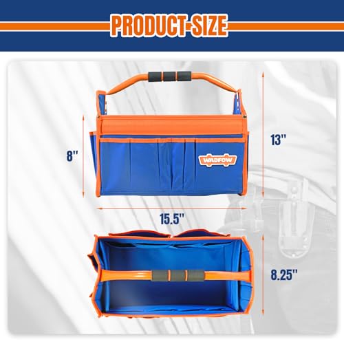WADFOW 16" Tool bag, Heavy-Duty Waterproof Tool Bag, Spacious Capacity with High-Visibility Yellow&Blue Design, Wide-Opening Mouth and Durable 600D Oxford for Professional and Outdoor Applications - style: 16 inch new