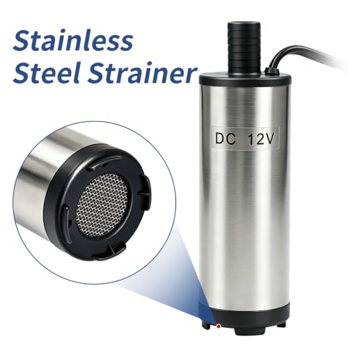 DC 12V Electric Submersible Water Pump, Diesel Transfer Pump 80W 30L/min - color: Silver