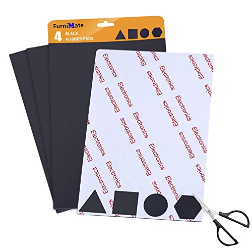 Rubber Non Slip Pads Self-Stick 4 Pieces Black Rubber Pads Anti Skid 4x6 inch