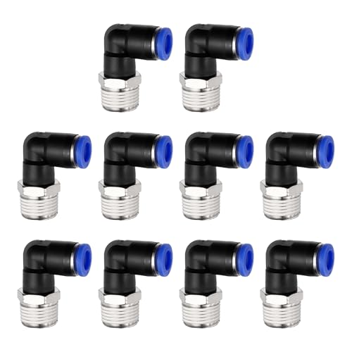 10Pcs Male Elbow Push to Connect Fitting Fit 8mm OD Tube 3/8" NPT - color: Blue, size: 8mm OD x 3/8" NPT