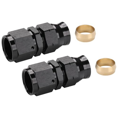 10AN Female Flare to 1/2" Hardline Compression Fitting Adapter Straight Aluminum Black 2PCS - color: Black - 2PCS, size: 10AN to 1/2"
