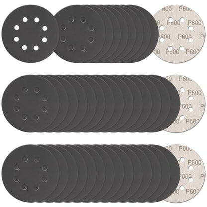 100Pcs 5 Inch Sanding Discs Hook & Loop 8-Hole Wet Dry Sandpaper 600 Grit - style: 100Pcs 600 Grit