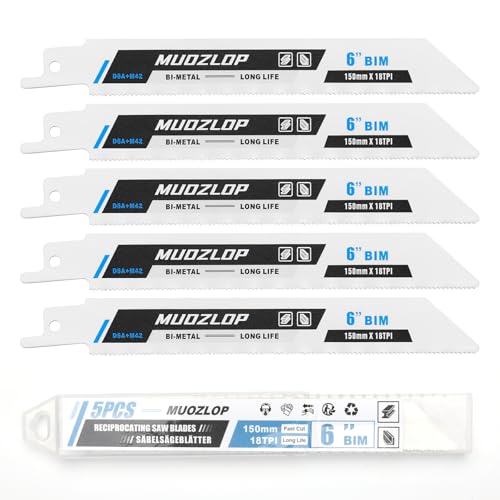 5Pack 6inch 18TPI Metal Reciprocating Saw Blades Set - size: 18TPI/6 inch