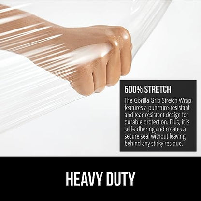 GORILLA GRIP Stretch Film Shrink Wrap for Moving, 1200'x17" Roll - size: 17" - 1200 FT Roll