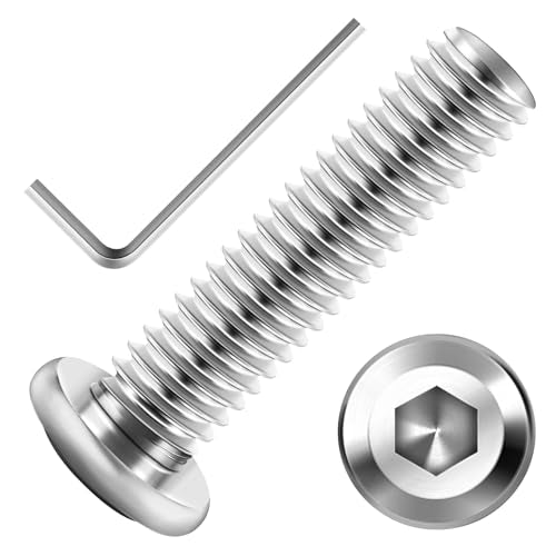 Mywish M10 x 35mm 30Pcs Silver Flat Head Hex Socket Cap Screws Bolts, 304 Stainless Steel Furniture Bolts Full Thread & Hex Spanner - color: Silver-M10, size: 35mm