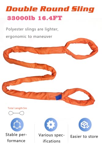 33,000 LBS Lifting Sling, 13 FT Eye & Eye Round Sling - size: 33,000lb-16.4ft