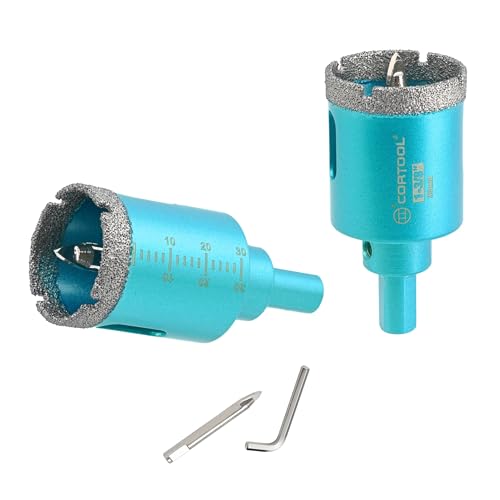 1-3/8 Inch Diamond Hole Saw with Pilot Drill Bit, Diamond Tipped Tile Hole Saws, Dry/Wet Use for Porcelain Tile, Ceramic Pottery, Granite, Stone, Marble, Glass Bottles - 2 Pack - size: 1-3/8 Inch (35mm) 2-Pack