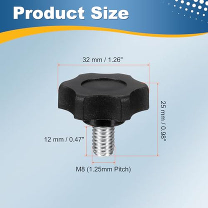 HARFINGTON 6Pcs Star Knob Handle M8 x 12mm Male Thread Metric Carbon Steel - size: M8 x 12mm
