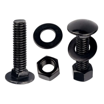 6 Sets 3/8-16 x 1-1/4" Carriage Bolts Screws Round Head Square Neck and Hex Nuts, Flat Washers 304 Stainless Steel 18-8 Full Thread, Black - color: Black, size: 3/8-16 x 1-1/4" (6 Sets)