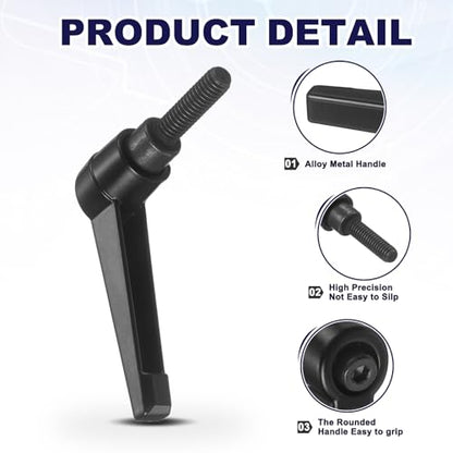 uxcell 4Pcs Adjustable Clamping Lever Handles, M6x20mm Zinc Alloy Male Thread Stud Knobs with Nuts Quick Release Bolt Rotating Screw Handles for Lathes Woodworking, Black - size: M6x20mm