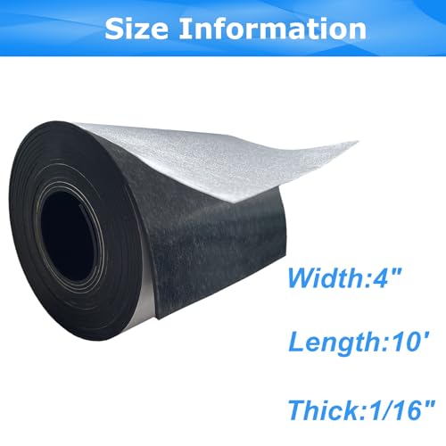 Adhesive Rubber Strips 1/16 (.062)" Thick X 4" Wide X 10'Long - size: 4"X10'X1/16", style: With Adhesive