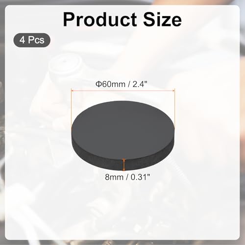 PATIKIL Rubber Solid Discs Washers, 4 Pcs Anti-Vibration Spacer 60mm OD x 8mm Thick Rubber Round Gasket Pad Bushings Spacer Washer for DIY Gasket Craft, Black - size: 60mm x 8mm
