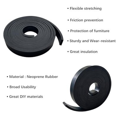 Thick Neoprene Rubber Strip Roll 1/4 (.25)" Thick X 1" Wide X 10'Long - size: 1"X10'X1/4"