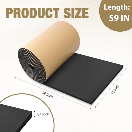 LSGCQ Sponge Neoprene Foam Padding Self Adhesive Foam Sheets, Black - color: Black, size: 12" Wide x 1/4" Thick x 59" Long