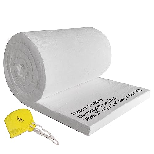 SIMOND STORE Ceramic Fiber Blanket, 2" x 24" x 150", 2400°F 8# High Temp - size: 2" x 24" x 150"