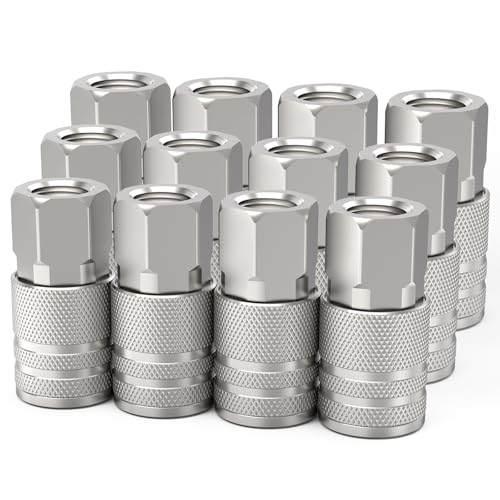ChillWaves 1/4-Inch Female Industrial Coupler,1/4" NPT Female 4-Ball Quick Connect Air Coupler Air Hose Fittings(12-PACK) - size: 1/4" FNPT