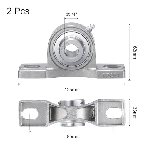 uxcell 2 Pcs SUCP202-10 Pillow Block Bearings 5/8 inch Bore Self Alignment, Stainless Steel Base Mounted Chrome Steel Bearings - size: SUCP202-10