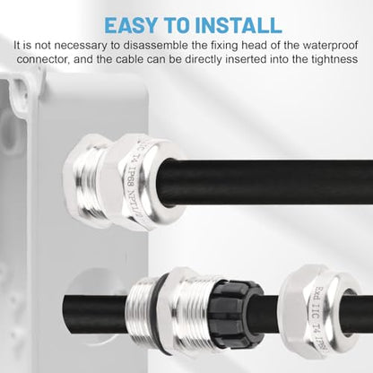 NPT 1/2" Stainless Steel Waterproof Cable Gland IP68, Adjustable 6-12mm - style: NPT 1/2"