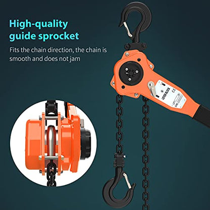 Chain Come Along, 1.5 Ton/3300 lbs, CE Certified, 10 ft G80 Chain - size: 3300lbs 10ft