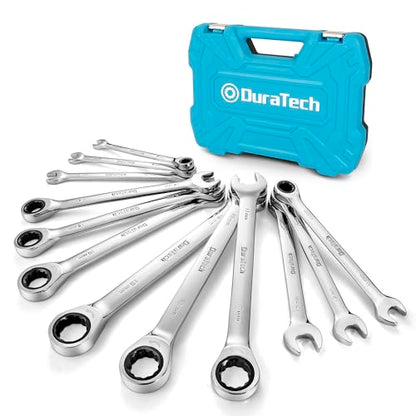 DURATECH 12-Piece Ratcheting Combination Wrench Set, Metric, 8-19mm