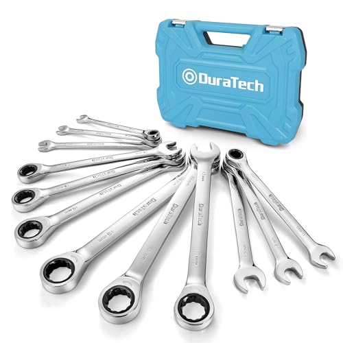 DURATECH 12-Piece Ratcheting Combination Wrench Set, Metric, 8-19mm