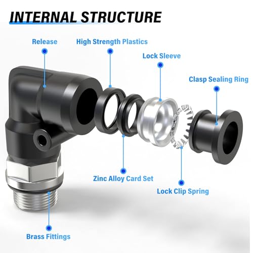 TAILONZ 4mm x 1/8" BSP Push to Connect Elbow Fitting 10Pcs - size: 4mm OD 1/8" BSP