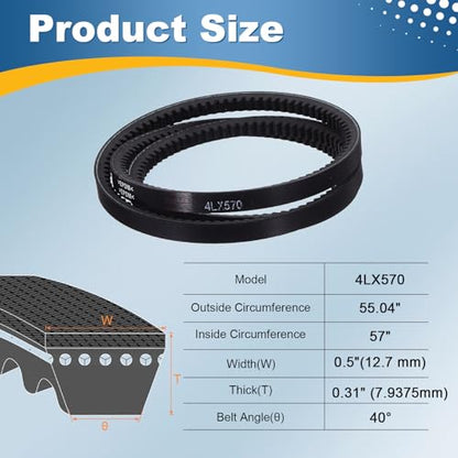 uxcell 4L570 Rubber V-Belt 57" Outer Circ x 0.5" Width x 0.31" Thick - size: 4LX570