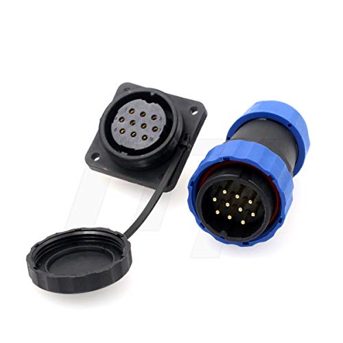 HangTon HE29 10 Pin Power Connector Outdoor Waterproof IP68 Male Female Plug Panel Socket 4-Screw (10 pin 10A 380V) - size: 10 pin 10A 380V