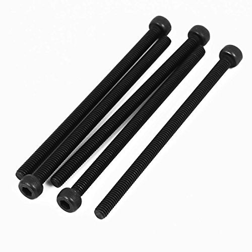 uxcell M4x70mm Fully Thread Hex Socket Head Knurled Cap Screw Bolt Black 5pcs - size: M4 x 70mm