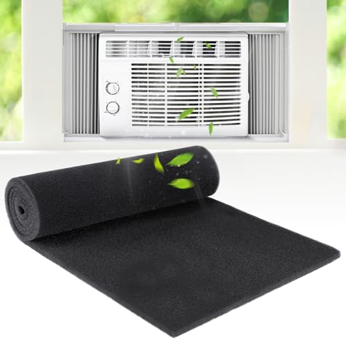 15.7" x 59" Extra Large Cuttable Air Conditioner Filters - Cut to Fit Carbon Pad Air Purifier Filters, Washable Reusable Foam Pad Pre Filter Roll for Air Filters AC Window Unit Charcoal Sheet - size: 15.7" x 59" x 0.3"