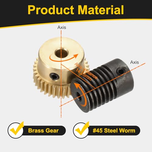 uxcell Worm Gear Set Right Rotation 35T 0.5 Module 1:35 Reduction Rate - size: Gear-4mm, Rod-3mm Bore, style: 0.5M-35T