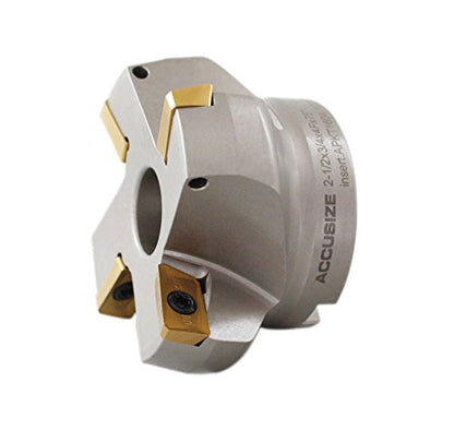 Accusize Industrial Tools 2.5'' by 0.75'' Bore, 75 Degree Indexable Face Mills with 4 Pcs Apkt1604 Carbide Inserts, 0028-2601 - size: 2.5"
