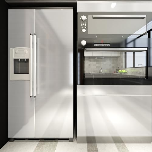 Livelynine Brushed Nickel Peel and Stick Wallpaper Silver Stainless Steel Contact Paper for Appliances Dishwasher Fridge Refrigerator Wrap Cover Adhesive Decorative Vinyl Film 15.8x78.8 in - size: 15.8" x 78.8"
