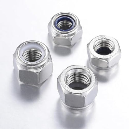 3/4"-10 Nylon Insert Lock Nuts (Silver 304 Stainless Steel, 8-Pack) - size: 3/4"-10, style: Silver 304 Stainless Steel