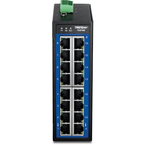 TRENDnet 16-Port Industrial Gigabit DIN-Rail Switch, TI-G160 - style: 16 x Gigabit Ports