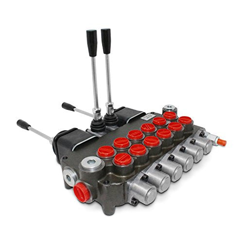 Monoblock Hydraulic Directional Control Valve w/ 2 Joysticks, 6 Spool, 21 GPM