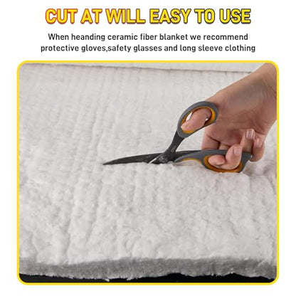 MODIGT 0.4"×12"×24" Ceramic Fiber Blanket Fireproof Insulation Material,High Density Firproof Insulation Blanket for Glass Blowing,Furnace,Forge,Kilns - size: 12×24in